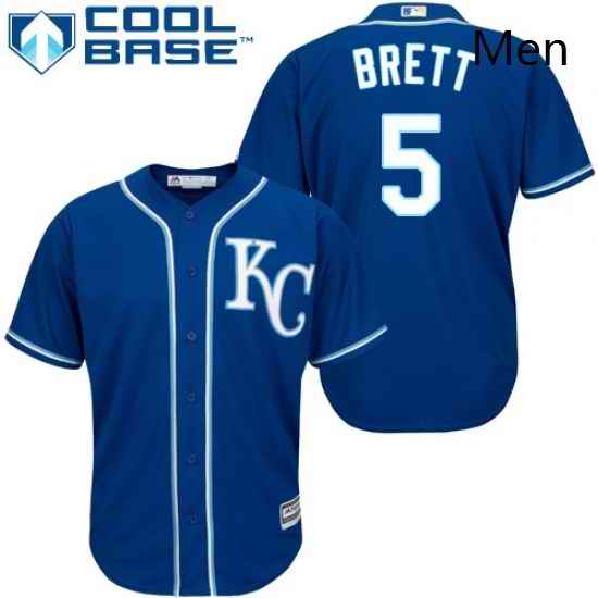 Mens Majestic Kansas City Royals 5 George Brett Replica Blue Alternate 2 Cool Base MLB Jersey